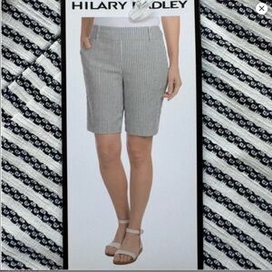 Hilary Radley XL Womens Pull-On Bermuda Shorts Mid Rise Off White & Navy